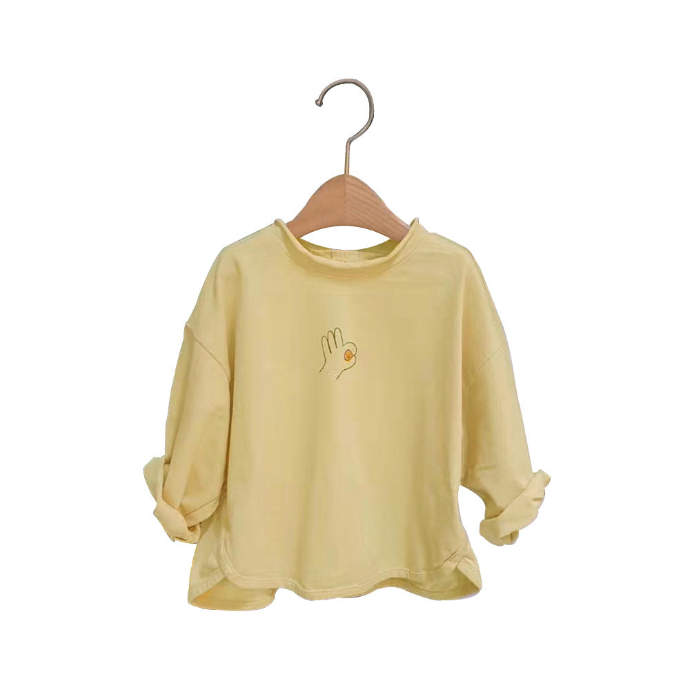 Camiseta de algodón de manga larga holgada con logo bordado - MH0012630