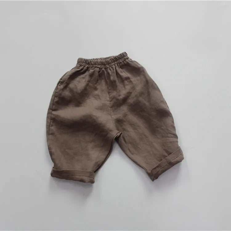 -キッズ サマー コットンリネン パンツ - mamahalo shop - ロングパンツ・スウェットパンツ - べビー服 - 子供服 - 男の子 - 女の子