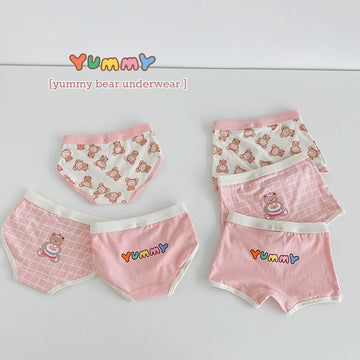 キッズ ベア チェック プリント コットン ショーツ 3枚セット【mh0013562】 mamahalo accessories 幼児用下着