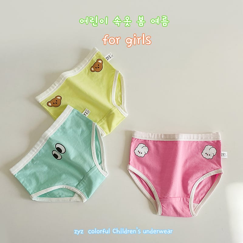 キッズ フルーツ プリント コットン ショーツ 3枚セット【mh0013565】 N034 Triangle Girl / S mamahalo accessories 幼児用下着
