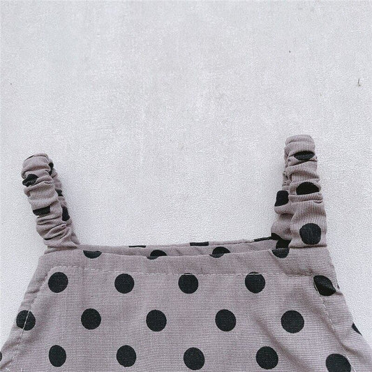 -【国内発送・送料無料】ベビージャンプスーツ ルーズ キャミソールロンパース オーバーオール 水玉ドット 80サイズ - mamahalo shop - ノースリーブジャンプスーツ - べビー服 - 子供服 - 男の子 - 女の子