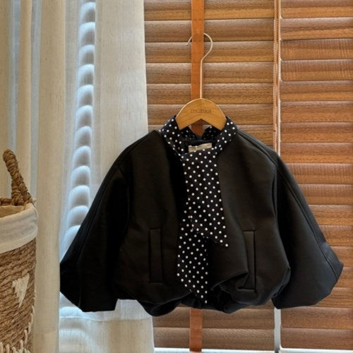 キッズ ノーカラー バルーンシルエット フェイクレザー ジャケット インナー キャミソールワンピース【mh0013895】