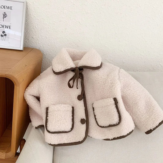 -キッズアウター ボアフリースジャケット リボンコート【mh0003479】 - mamahalo shop - ショートコート・ジャケット・ジャンパー - べビー服 - 子供服 - 男の子 - 女の子