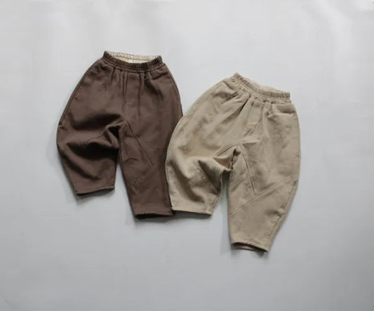 -キッズパンツ 裏起毛 パッチワークパンツ カーキ コーヒー 2カラー ボーイズ 男の子 子供服 - mamahalo shop - ロングパンツ・スウェットパンツ - べビー服 - 子供服 - 男の子 - 女の子