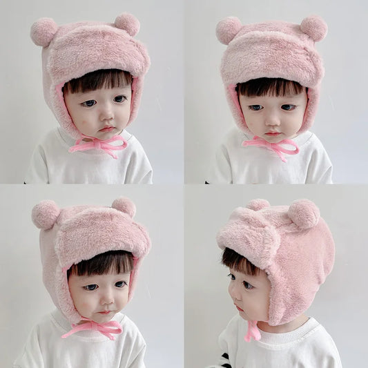 -ベビー くま耳 耳あて ボアフリース 帽子 キャップ - mamahalo shop - ベビー用帽子 - べビー服 - 子供服 - 男の子 - 女の子