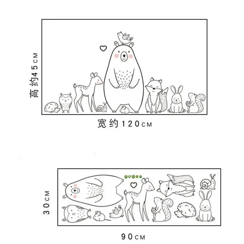 -DIYウォールステッカー 北欧アニマル動物の壁シール 恥ずかしがり屋のくま キッズルームシール壁画デカール保育園 韓国雑貨【mh0000003】 - mamahalo shop - モビール・ウォールデコレーション - べビー服 - 子供服 - 男の子 - 女の子