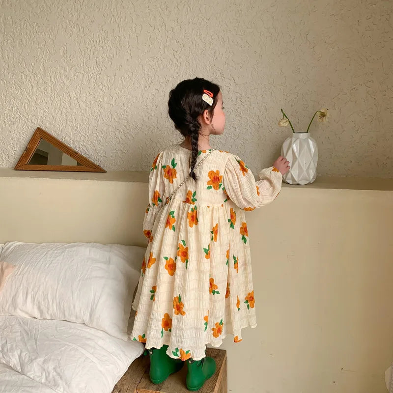 -キッズ フラワー 長袖ワンピース - mamahalo shop - 長袖ワンピース - べビー服 - 子供服 - 男の子 - 女の子