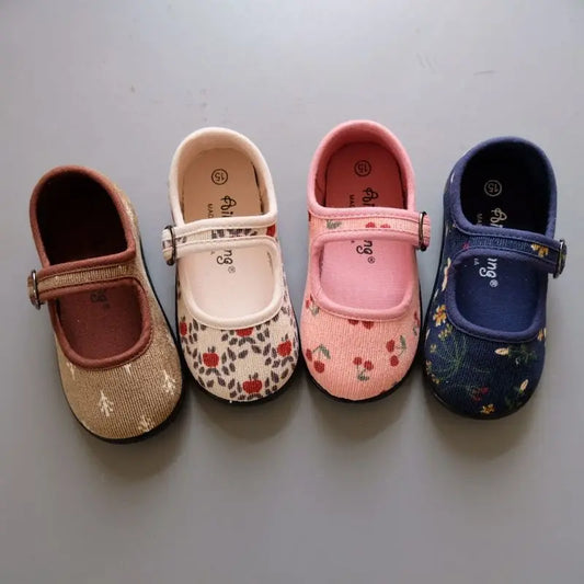 -ベビー キッズ コーデュロイ ストラップ シューズ バレー シューズ 靴 - mamahalo shop - 靴 - べビー服 - 子供服 - 男の子 - 女の子