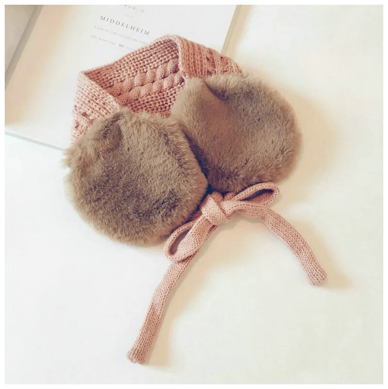 -キッズイヤーマフ ファー ニット マフラー ガールズ 女の子 子供服【mh0003098】 - mamahalo shop - ネックウォーマー - べビー服 - 子供服 - 男の子 - 女の子