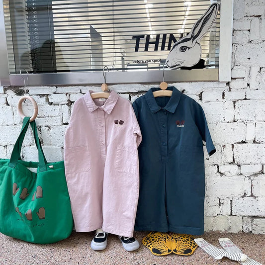 -キッズ 刺繍 長袖ジャンプスーツ つなぎ【mh0000168】 - mamahalo shop - 長袖ジャンプスーツ - べビー服 - 子供服 - 男の子 - 女の子