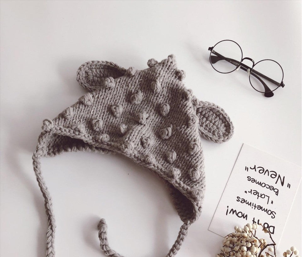 -ベビー キッズ ニット 耳付き とんがり 帽子 - mamahalo shop - ベビー用帽子 - べビー服 - 子供服 - 男の子 - 女の子