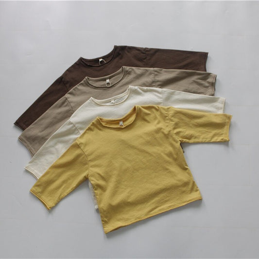 -キッズ服 長袖 Tシャツ トップス シンプル ベーシック 無地 4色 男の子 女の子 - mamahalo shop - 長袖Tシャツ - べビー服 - 子供服 - 男の子 - 女の子