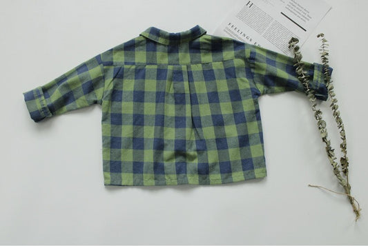 -キッズ ブロック チェック 長袖 シャツ - mamahalo shop - 長袖シャツ・ブラウス - べビー服 - 子供服 - 男の子 - 女の子