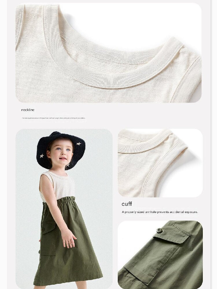 Cargo Pocket Cotton Dress ワークテイスト ノースリーブワンピース【mh0013195】