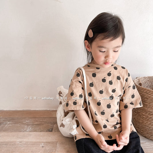 Apple Print Short Sleeve T-Shirt アップルプリント 半袖Tシャツ【mh0012143】
