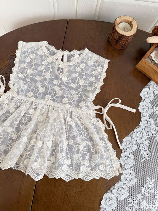 Lace Ruffle Hem Strap Vest レース フリル ヘム ストラップ ベスト【mh0012155】