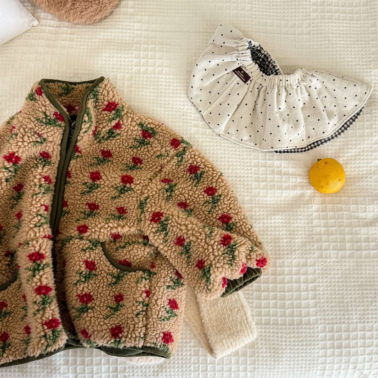 シープボアコート 花柄 フリースジャケット もこもこアウター 厚手防寒【mh0011436】