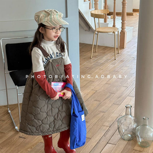 -キルティング サロペットスカート ジャンパースカート 中綿入り【mh0011419】 - mamahalo shop - ノースリーブワンピース - べビー服 - 子供服 - 男の子 - 女の子