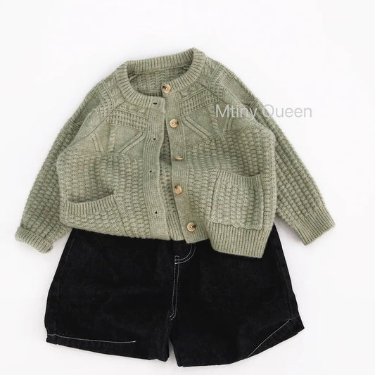 -デザイン編み切り替えニットカーディガン【mh0011091】 - mamahalo shop - カーディガン・パーカー - べビー服 - 子供服 - 男の子 - 女の子