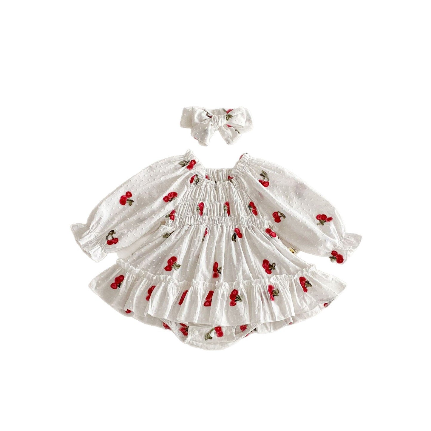 Cherry Print Skirt Jumpsuit チェリー柄 襟付き ロンパース【mh0012097】