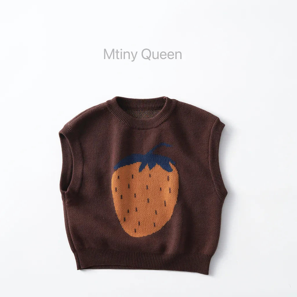 -ビッグいちご柄ニットベスト【mh0011093】 - mamahalo shop - ベスト - べビー服 - 子供服 - 男の子 - 女の子