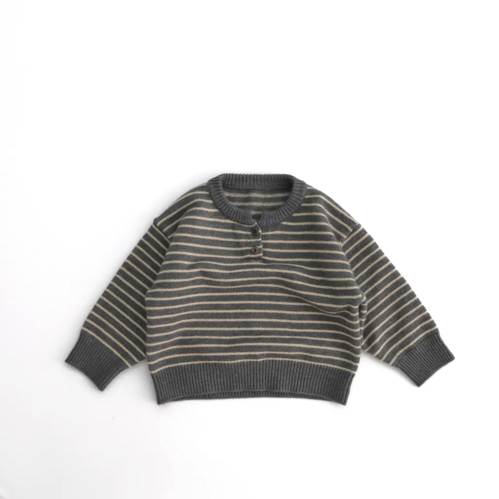 -ヘンリーネックボーダーニットセーター【mh0011272】 - mamahalo shop - ニット・セーター - べビー服 - 子供服 - 男の子 - 女の子