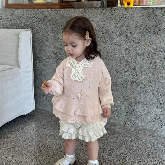 -フラワー刺繍フリルニットプルオーバー【mh0011148】 - mamahalo shop - ニット・セーター - べビー服 - 子供服 - 男の子 - 女の子