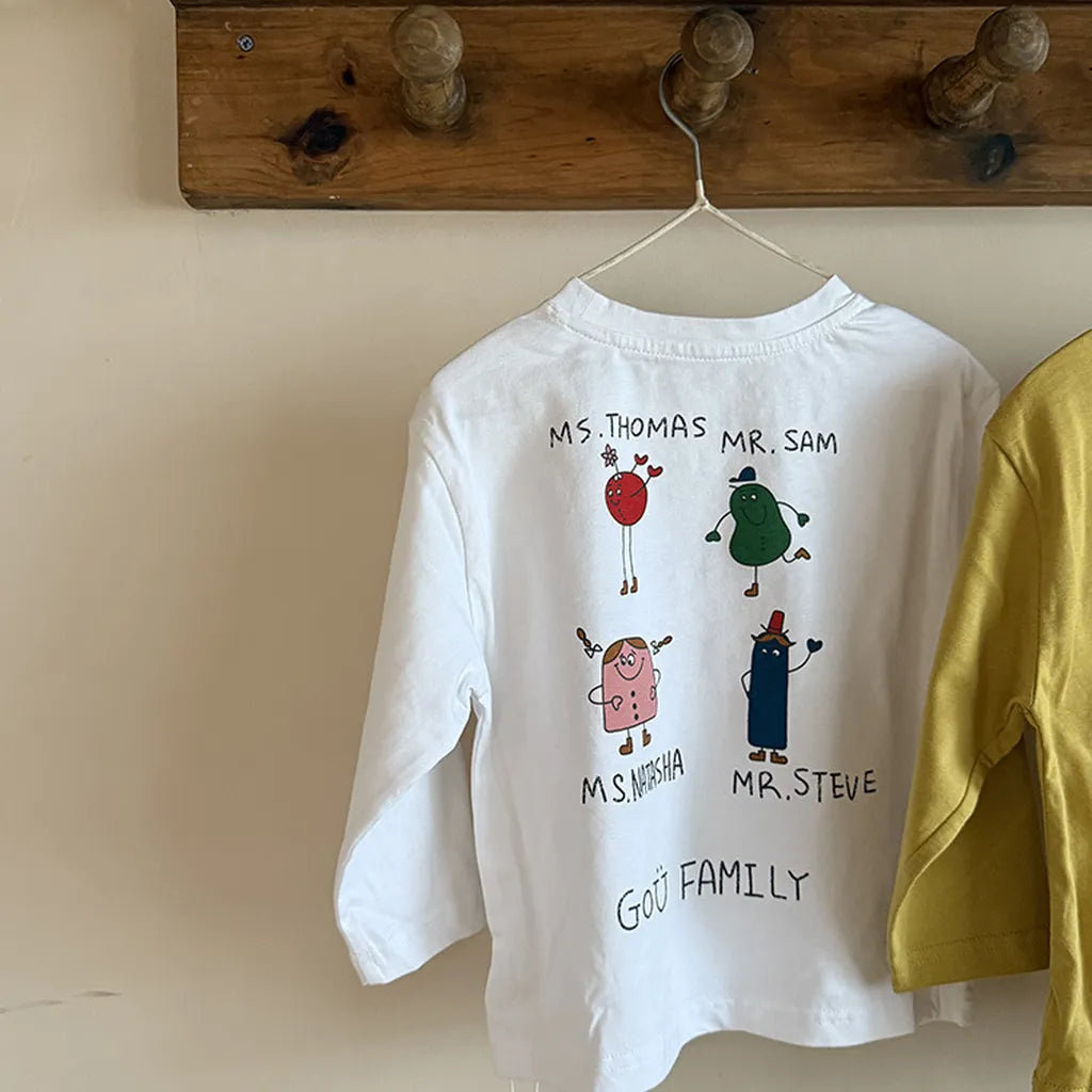 -落書き風キャラクターTシャツ ロゴ入りバックプリント長袖Tシャツ【mh0011065】 - mamahalo shop - 長袖Tシャツ - べビー服 - 子供服 - 男の子 - 女の子