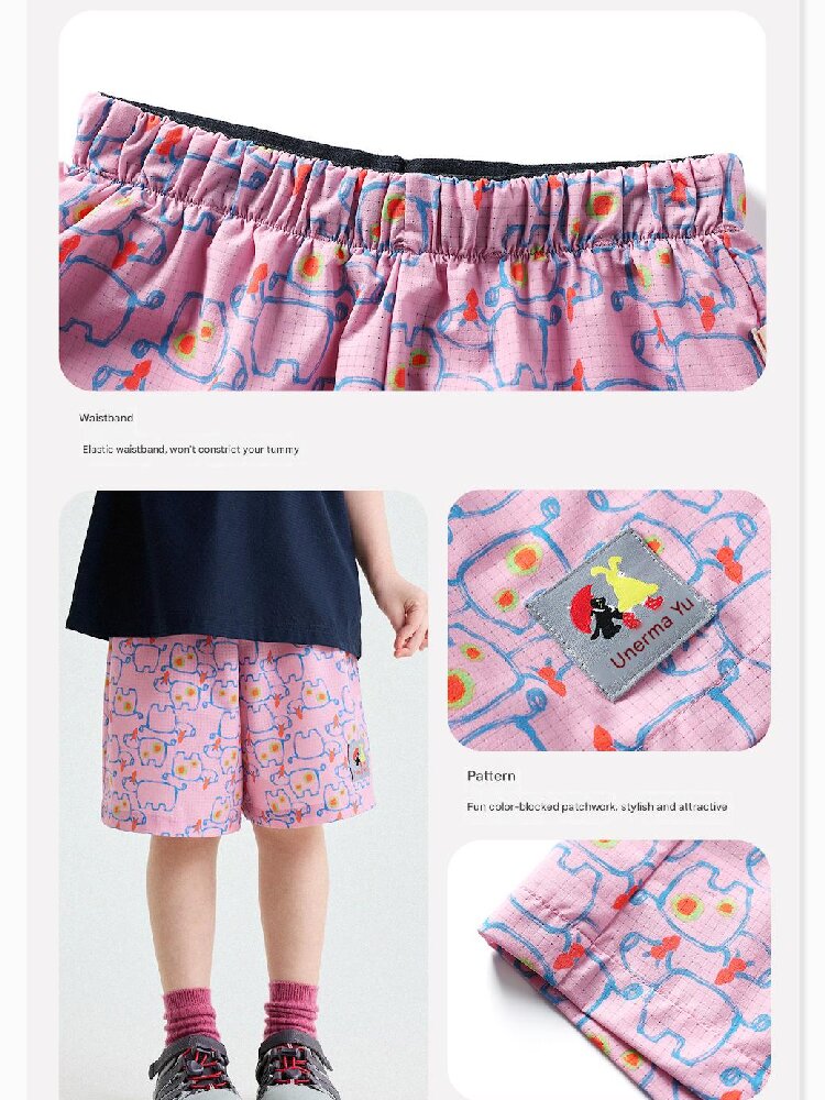 Abstract Line Quick-Dry Shorts ワッペン ハーフパンツ【mh0013197】