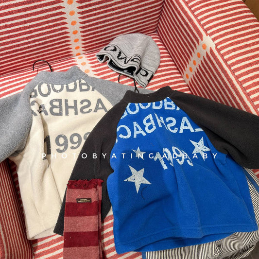 -長袖Tシャツ フリース素材 ラグラン袖 プリントロゴ ハイネック【mh0011410】 - mamahalo shop - 長袖Tシャツ - べビー服 - 子供服 - 男の子 - 女の子