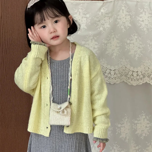 -ショート丈Vネックニットカーディガン【mh0011255】 - mamahalo shop - カーディガン・パーカー - べビー服 - 子供服 - 男の子 - 女の子