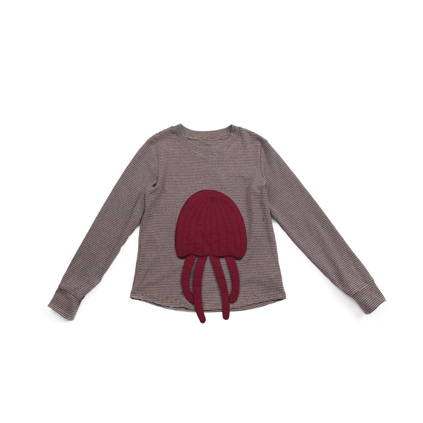 Pawpaw Liu | Gray Jellyfish Striped T-Shirt グレー クラゲ ストライプ Tシャツ【mh0020086】