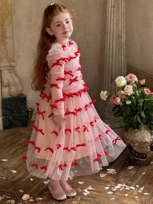 -ベロアリボンチュールロングドレスワンピース【mh0011210】 - mamahalo shop - 長袖ワンピース - べビー服 - 子供服 - 男の子 - 女の子