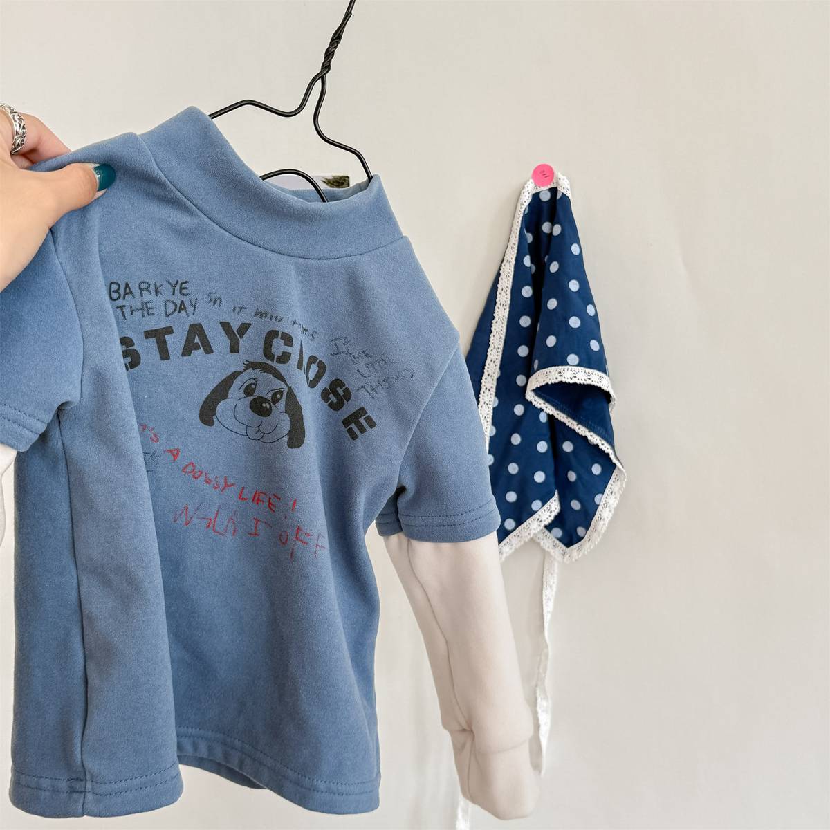 -長袖Tシャツ 裏起毛 ハイネック ドッグプリント インナー【mh0011417】 - mamahalo shop - 長袖Tシャツ - べビー服 - 子供服 - 男の子 - 女の子