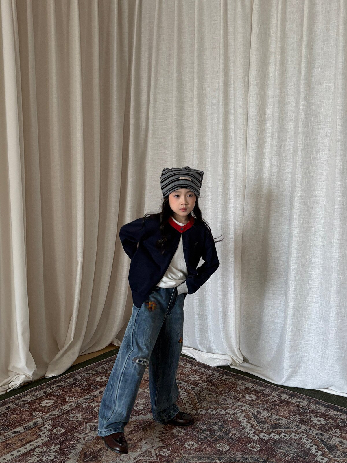 yummy&rocky | Embroidered Ripped Heavy Jeans 刺繍クラッシュ加工ヘビーデニム【mh0020107】