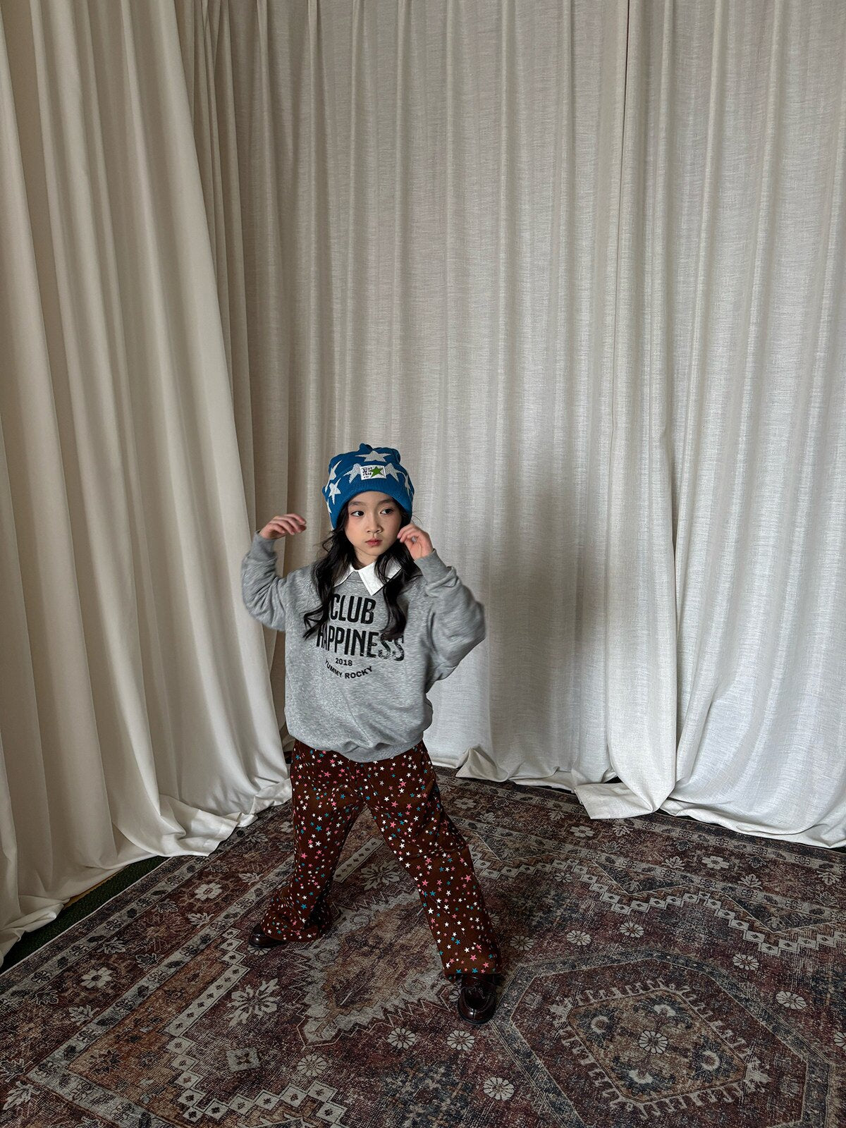 yummy&rocky | Star Print Soft Terry Thick T-Shirt 星柄テリー厚手長袖Tシャツ【mh0020103】