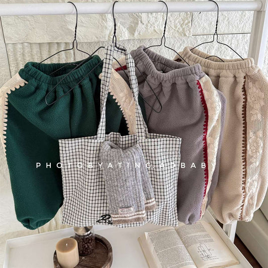 -フリーススウェットパンツ サイドレースデザイン あったか長ズボン【mh0011427】 - mamahalo shop - ロングパンツ・スウェットパンツ - べビー服 - 子供服 - 男の子 - 女の子