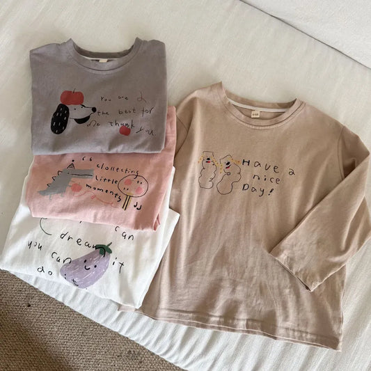 -手描き風イラスト長袖Tシャツ【mh0011229】 - mamahalo shop - 長袖Tシャツ - べビー服 - 子供服 - 男の子 - 女の子