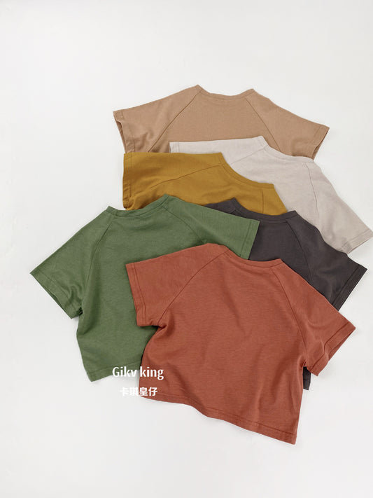 Raglan Sleeve Bamboo Cotton Top クルーネック 無地 半袖Tシャツ【mh0012826】