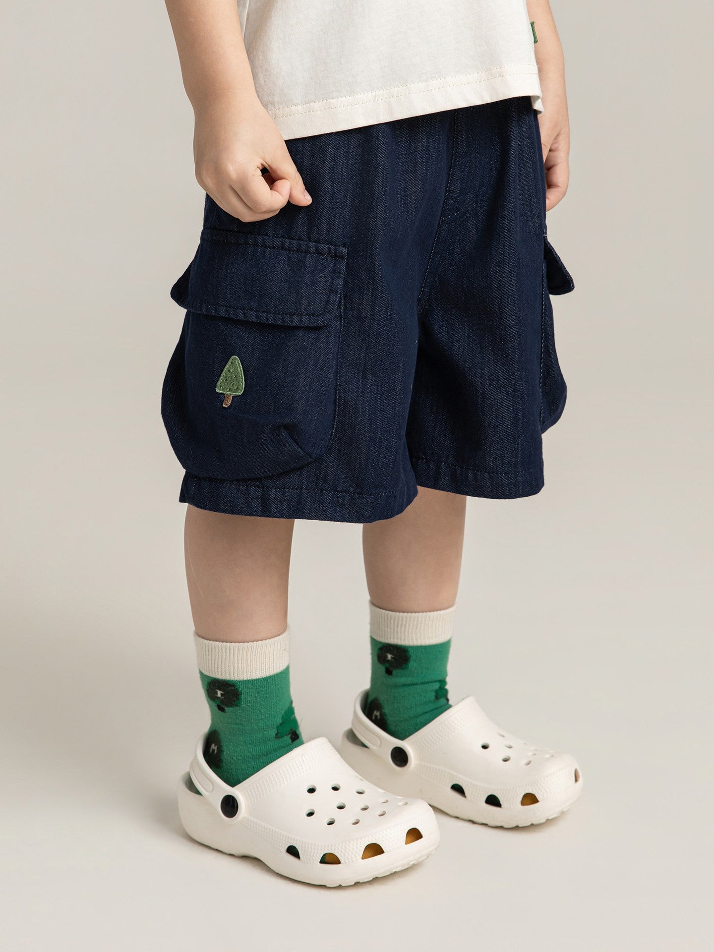Little Forest Series リーフ柄 半袖シャツ Tシャツ デニム セットアップ【mh0012734】