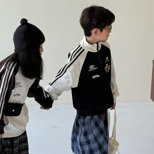 -バイカラーロゴハーフジップスウェットシャツ【mh0010937】 - mamahalo shop - トレーナー・フーディ - べビー服 - 子供服 - 男の子 - 女の子