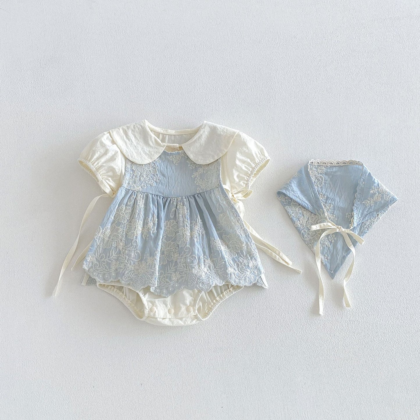 Floral Embroidery Romper Set フラワー 刺繍ロンパース セット【mh0013417】