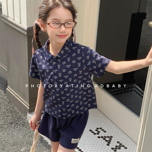 Rabbit Print Pique Cotton Polo Shirt 半袖 ポロシャツ【mh0012647】