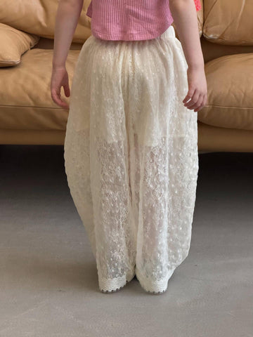 Floral Lace Embroidery Pants 立体刺繍 レース ロングパンツ【mh0012879】