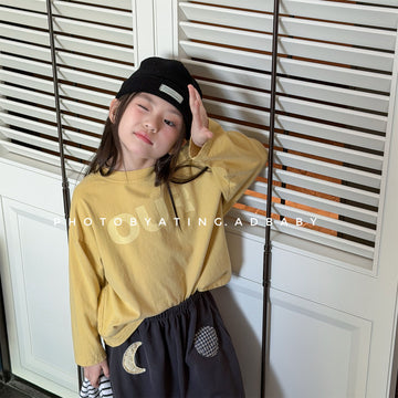 キッズ 英字プリントロゴ ルーズ 長袖Tシャツ【mh0014334】