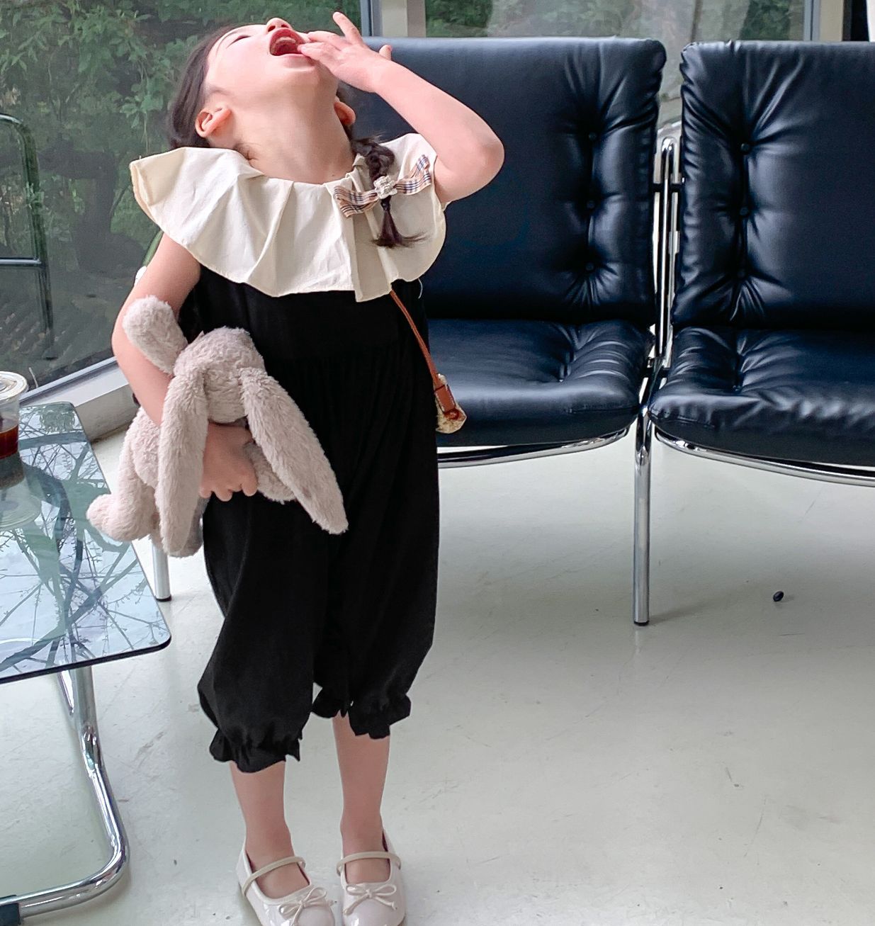 -キッズジャンプスーツ ビッグサークル襟 ノースリーブつなぎ【mh0005839】 - mamahalo shop - ノースリーブジャンプスーツ - べビー服 - 子供服 - 男の子 - 女の子