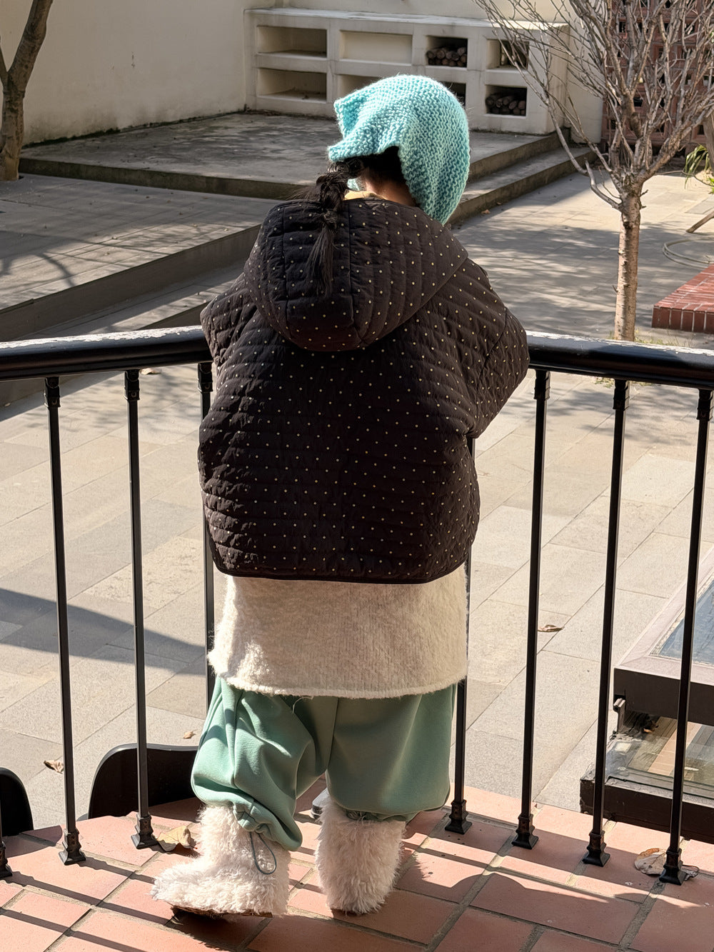 中綿ブルゾンジャケット 水玉ドットプリント フーディ アウター【mh0011861】