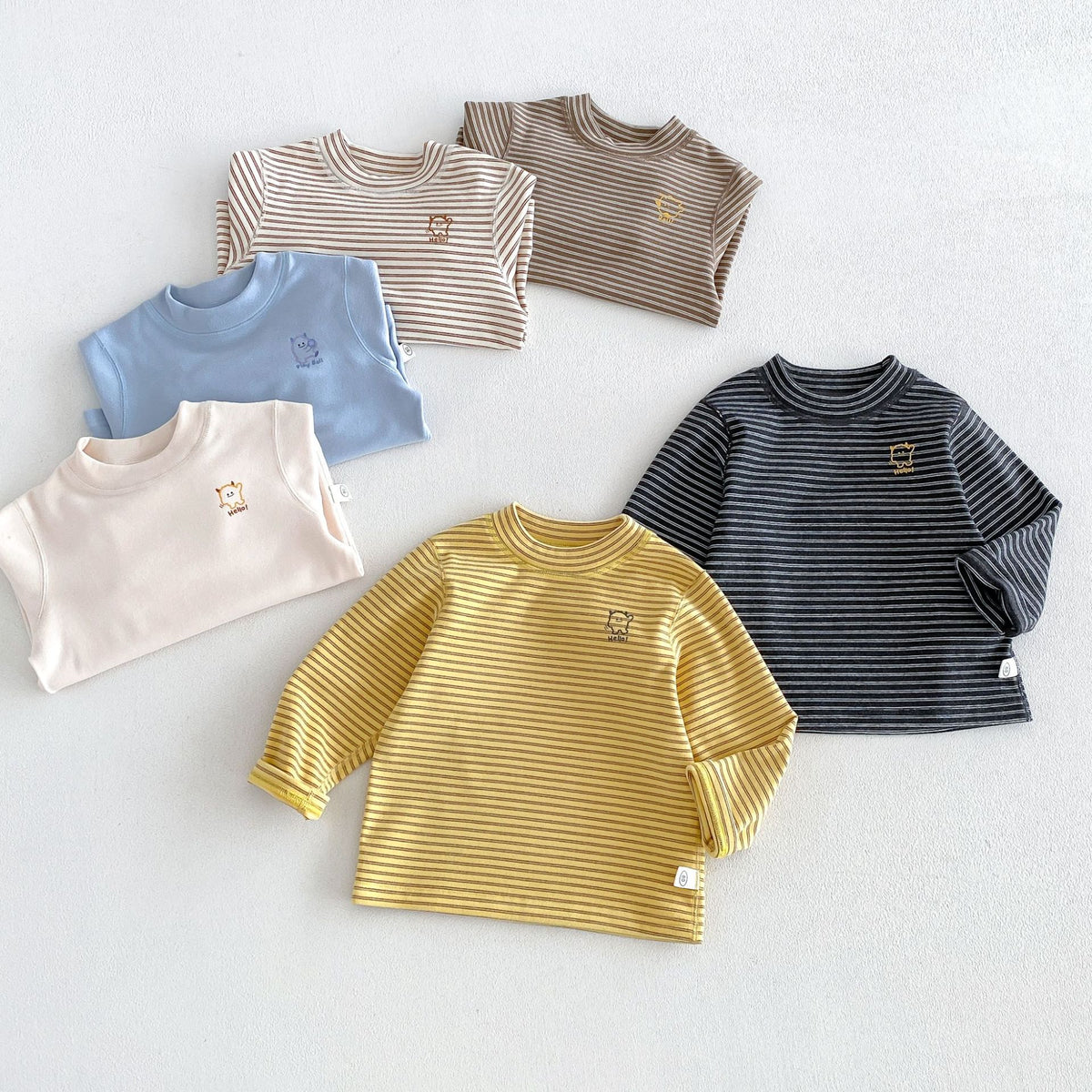 キッズ ボーダー ワンポイント刺繍 長袖Tシャツ / イージー ロングパンツ【mh0014771】