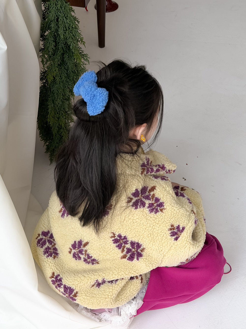 フリースジップアップジャケット フラワー花柄 襟付き【mh0011871】