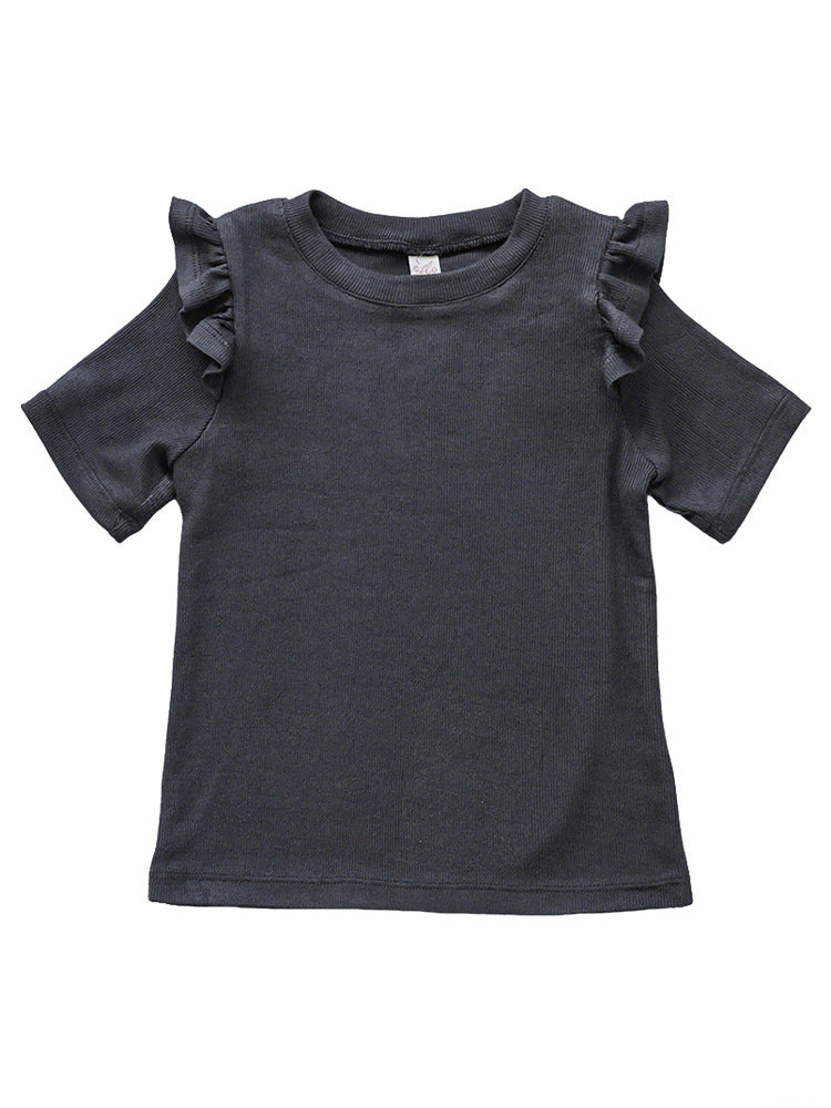 Ruffle Shoulder Tee メロウフリル 半袖Tシャツ【mh0012986】